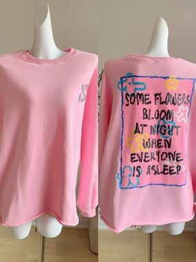 Pink Oversized Korean Style Sweatshirt Graphic Cozy